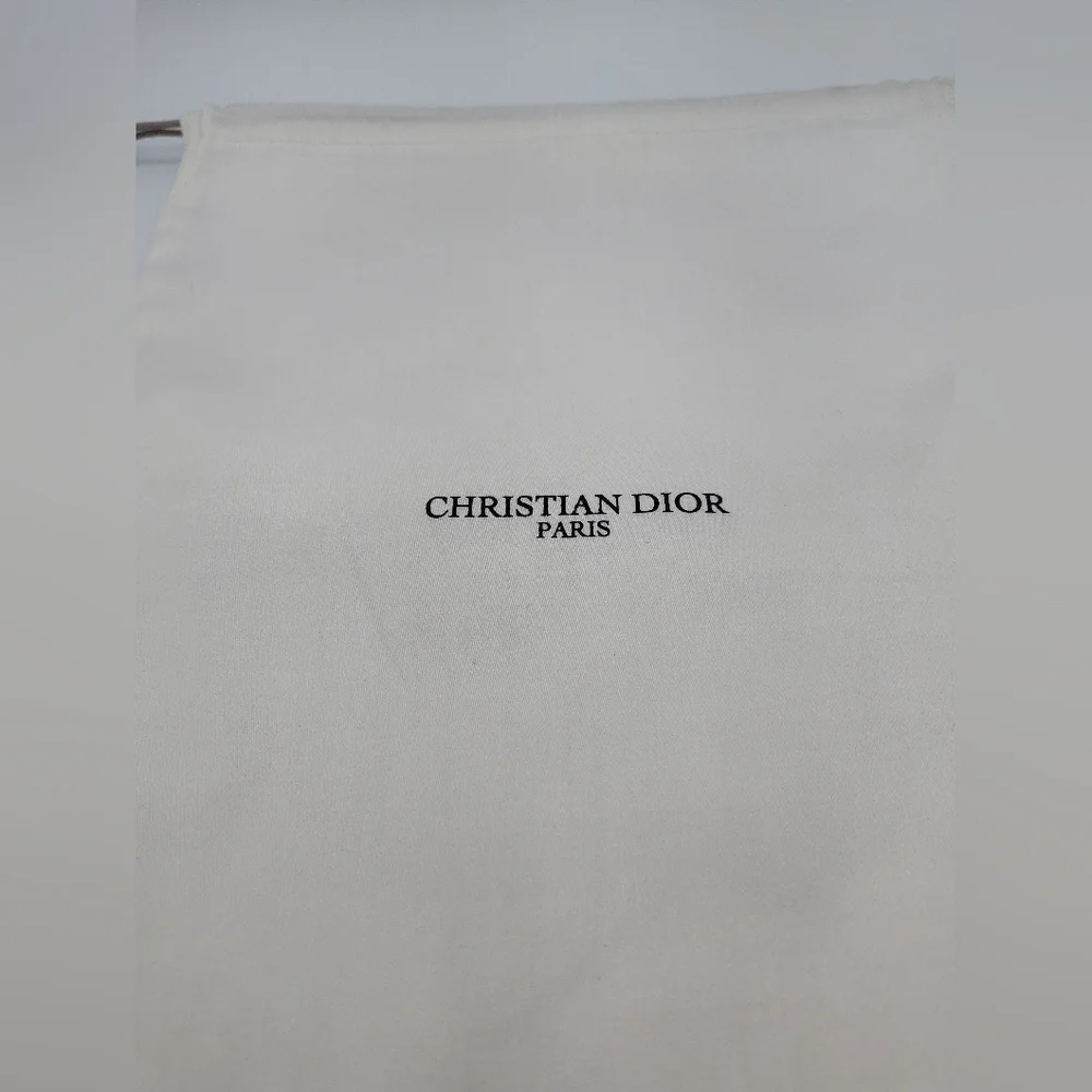 Christian Dior White Canvas Dust Bag 11.5x9 Cord Drawstring NWOT AUTHENTIC